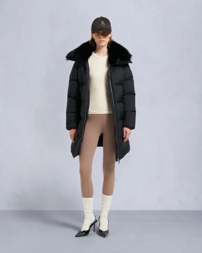 Belle Dune Long Shearling Trim Puffer Belle Dune Long Shearling Trim Puffer