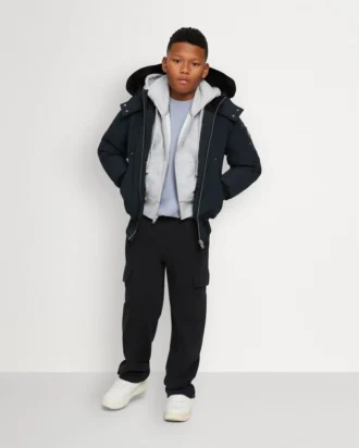 Bomber unisex para niños con ribete de piel de oveja original