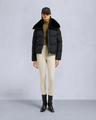 Chaqueta acolchada corta con ribete de piel de oveja Belle Dune