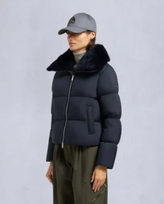 Chaqueta acolchada corta con ribete de piel de oveja Belle Dune