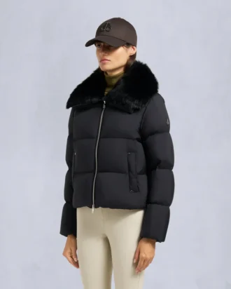 Chaqueta acolchada corta con ribete de piel de oveja Belle Dune