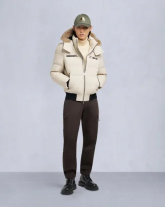 Chaqueta bomber con ribete de piel de oveja
