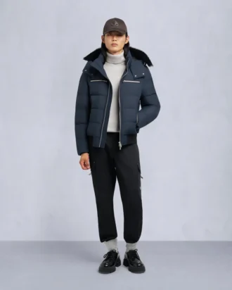 Chaqueta bomber con ribete de piel de oveja