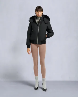Chaqueta bomber con ribete de piel de oveja
