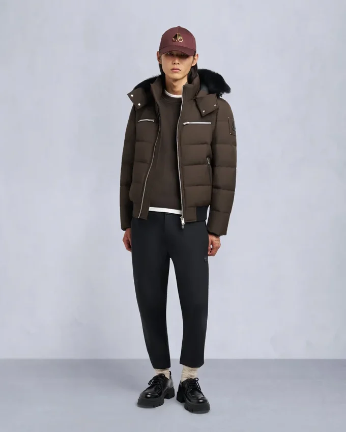 Chaqueta bomber con ribete de piel de oveja Chaqueta bomber con ribete de piel de oveja