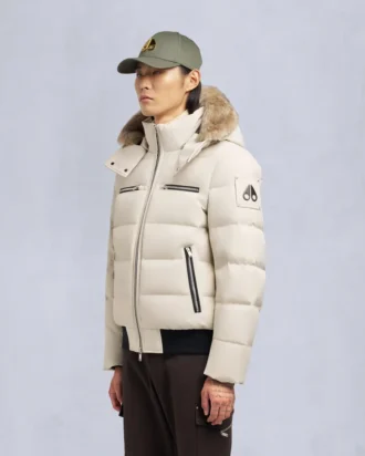 Chaqueta bomber con ribete de piel de oveja