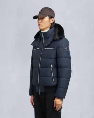 Chaqueta bomber con ribete de piel de oveja