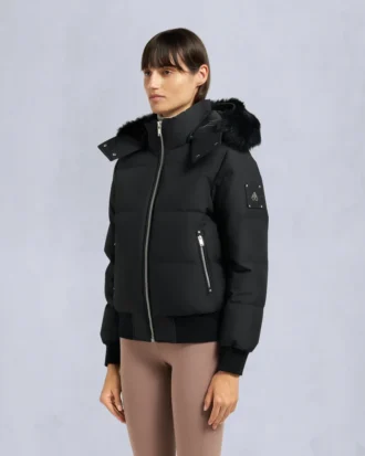 Chaqueta bomber con ribete de piel de oveja