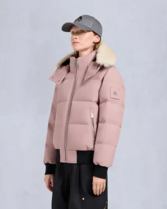 Chaqueta bomber con ribete de piel de oveja