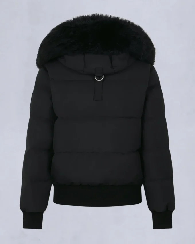 Chaqueta bomber con ribete de piel de oveja Chaqueta bomber con ribete de piel de oveja