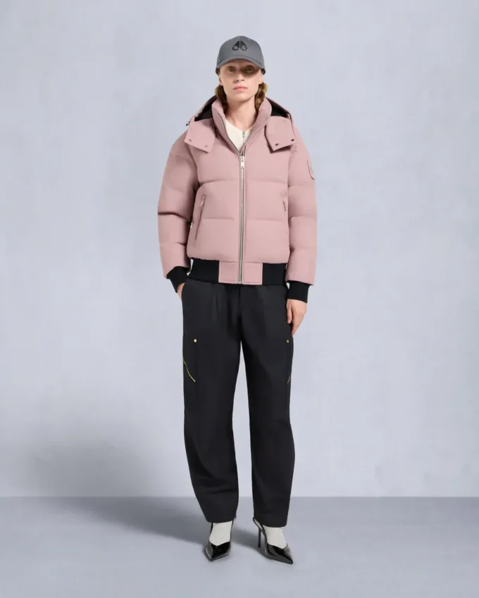 Chaqueta bomber con ribete de piel de oveja Chaqueta bomber con ribete de piel de oveja