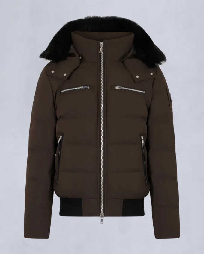 Chaqueta bomber con ribete de piel de oveja Chaqueta bomber con ribete de piel de oveja