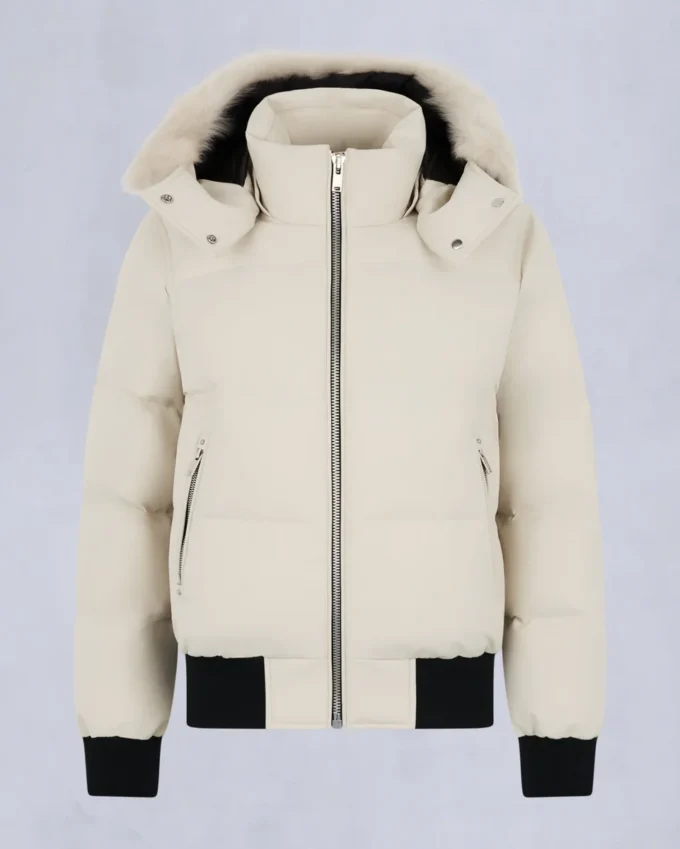 Chaqueta bomber con ribete de piel de oveja Chaqueta bomber con ribete de piel de oveja