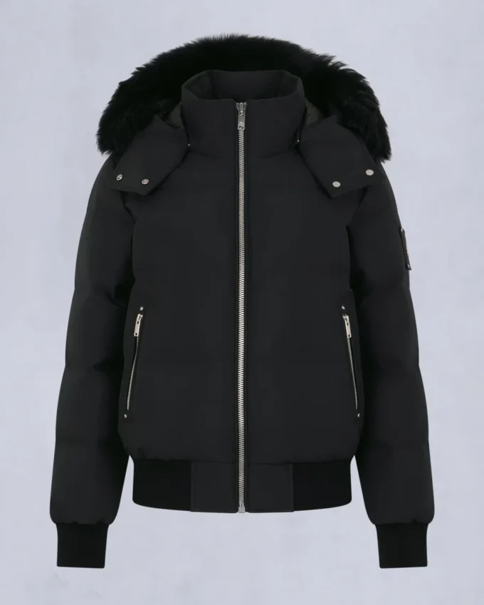 Chaqueta bomber con ribete de piel de oveja Chaqueta bomber con ribete de piel de oveja