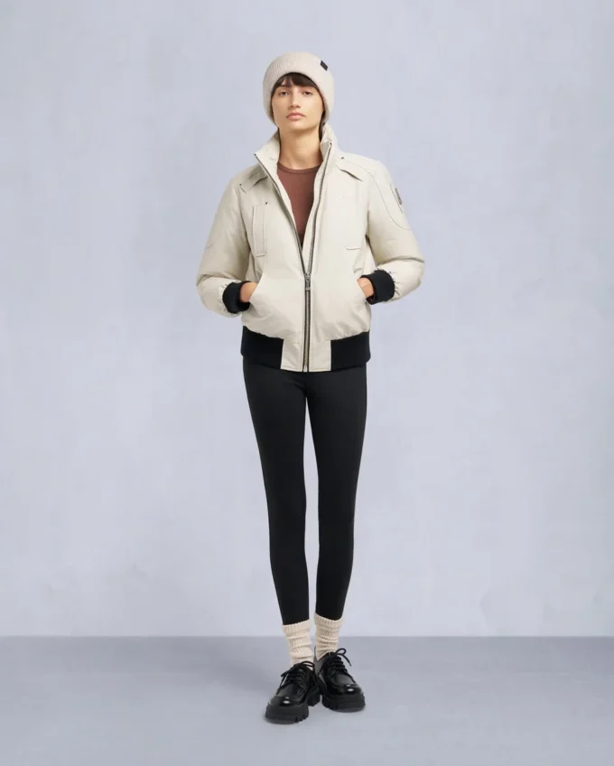 Chaqueta bomber con ribete de piel de oveja Debbie original Chaqueta bomber con ribete de piel de oveja Debbie original