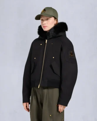 Chaqueta bomber con ribete de piel de oveja Logan de la serie Gold