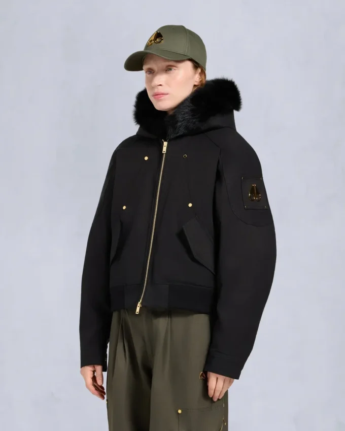 Chaqueta bomber con ribete de piel de oveja Logan de la serie Gold Chaqueta bomber con ribete de piel de oveja Logan de la serie Gold