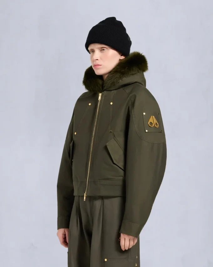 Chaqueta bomber con ribete de piel de oveja Logan de la serie Gold Chaqueta bomber con ribete de piel de oveja Logan de la serie Gold
