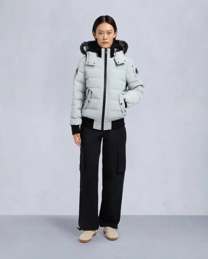 Chaqueta bomber con ribete de piel de oveja Onyx Ladriere Chaqueta bomber con ribete de piel de oveja Onyx Ladriere