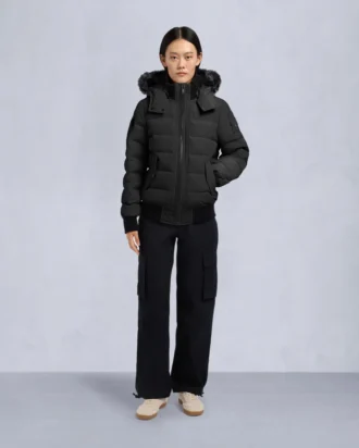 Chaqueta bomber con ribete de piel de oveja Onyx Ladriere
