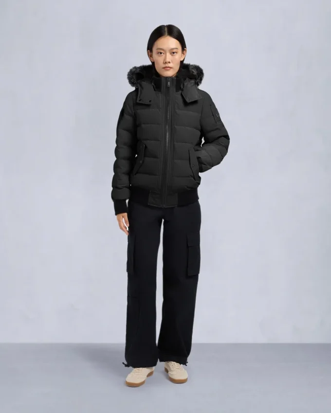 Chaqueta bomber con ribete de piel de oveja Onyx Ladriere Chaqueta bomber con ribete de piel de oveja Onyx Ladriere