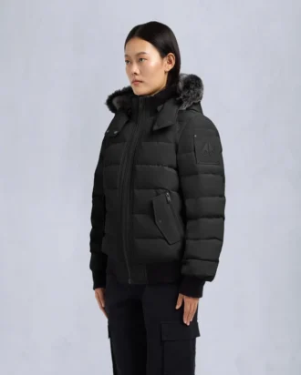 Chaqueta bomber con ribete de piel de oveja Onyx Ladriere