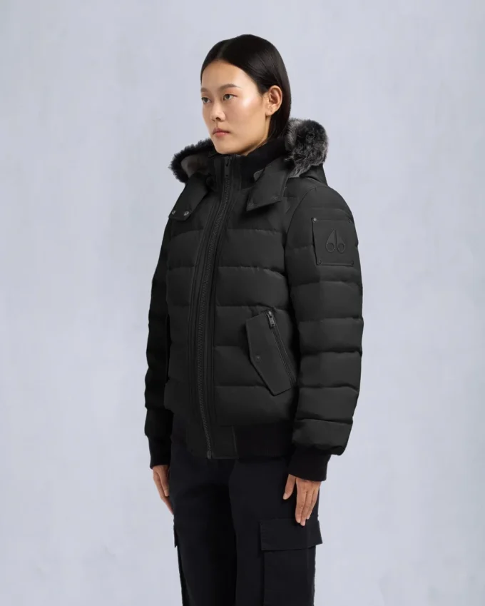 Chaqueta bomber con ribete de piel de oveja Onyx Ladriere Chaqueta bomber con ribete de piel de oveja Onyx Ladriere