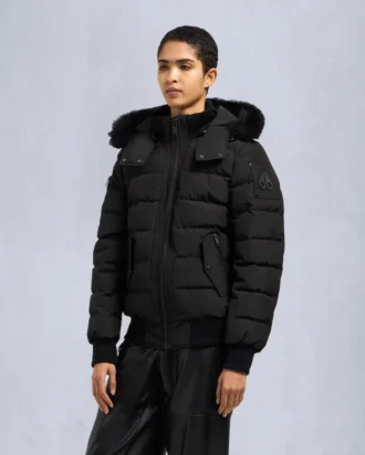 Chaqueta bomber con ribete de piel de oveja Onyx Ladriere