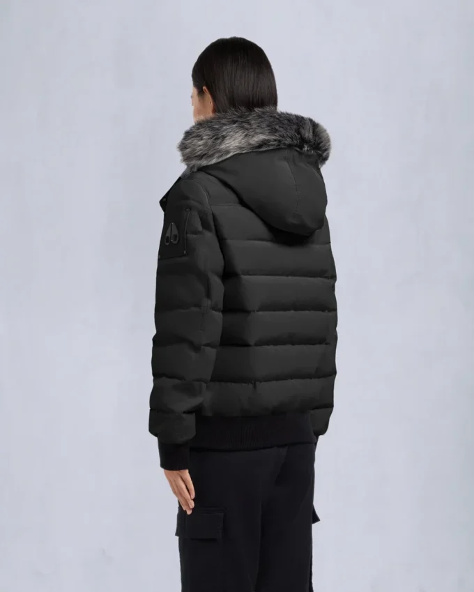 Chaqueta bomber con ribete de piel de oveja Onyx Ladriere Chaqueta bomber con ribete de piel de oveja Onyx Ladriere