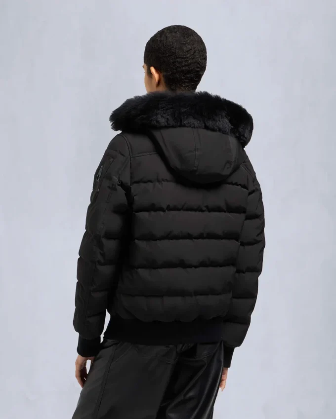 Chaqueta bomber con ribete de piel de oveja Onyx Ladriere Chaqueta bomber con ribete de piel de oveja Onyx Ladriere