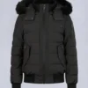 Chaqueta bomber con ribete de piel de oveja Onyx Ladriere Chaqueta bomber con ribete de piel de oveja Onyx Ladriere