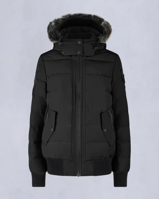Chaqueta bomber con ribete de piel de oveja Onyx Ladriere Chaqueta bomber con ribete de piel de oveja Onyx Ladriere