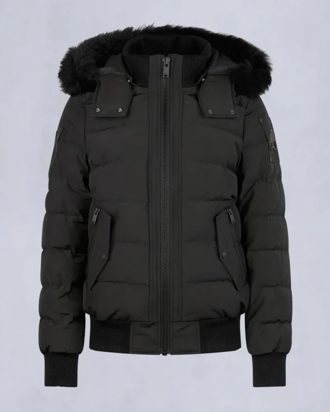 Chaqueta bomber con ribete de piel de oveja Onyx Ladriere Chaqueta bomber con ribete de piel de oveja Onyx Ladriere