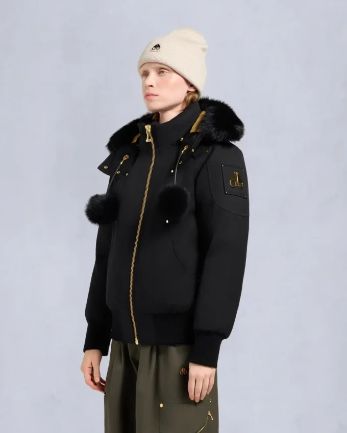 Chaqueta bomber con ribete de piel de oveja Sainte Flavie Original de la serie Gold Chaqueta bomber con ribete de piel de oveja Sainte Flavie Original de la serie Gold