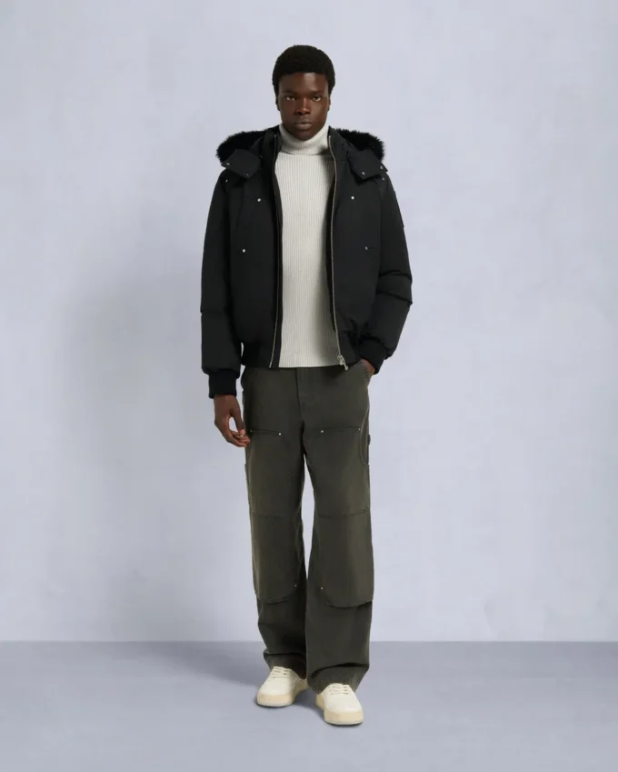 Chaqueta bomber original con ribete de piel de oveja Chaqueta bomber original con ribete de piel de oveja