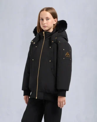 Chaqueta bomber unisex para niños Original Gold Series con ribete de piel de oveja