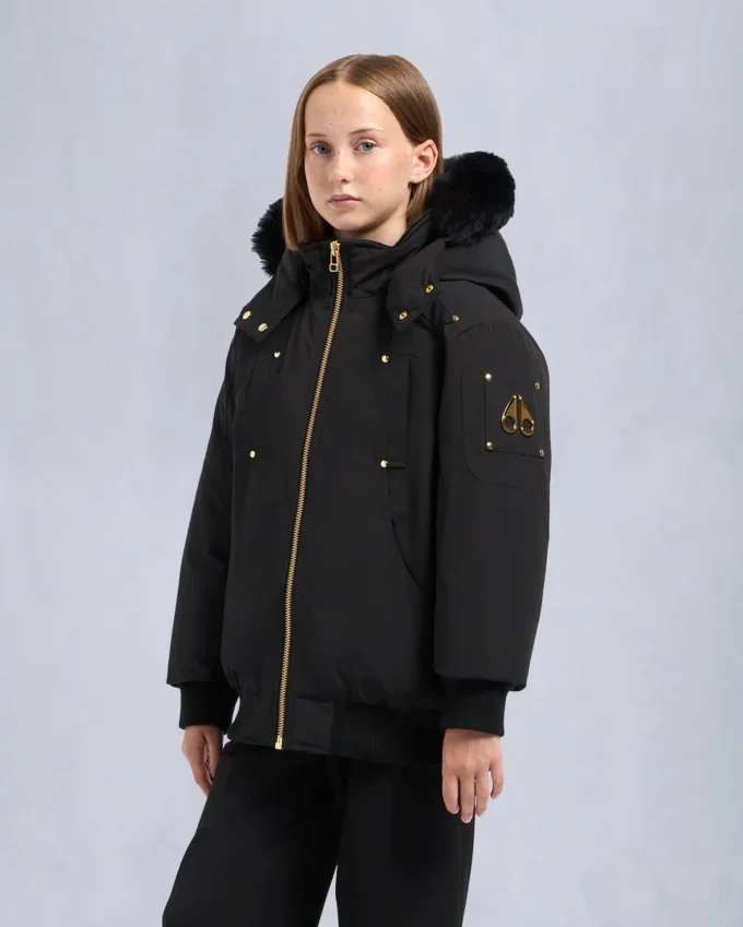 Chaqueta bomber unisex para niños Original Gold Series con ribete de piel de oveja Chaqueta bomber unisex para niños Original Gold Series con ribete de piel de oveja