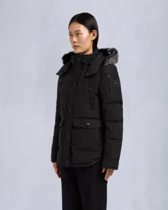 chaqueta Onyx Anguille con ribete de piel de oveja