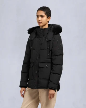 chaqueta Onyx Anguille con ribete de piel de oveja