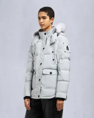 chaqueta Onyx Anguille con ribete de piel de oveja