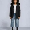 Parka unisex original con ribete de piel de oveja para niños Parka unisex original con ribete de piel de oveja para niños
