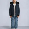 Parka unisex original con ribete de piel de oveja para niños Parka unisex original con ribete de piel de oveja para niños