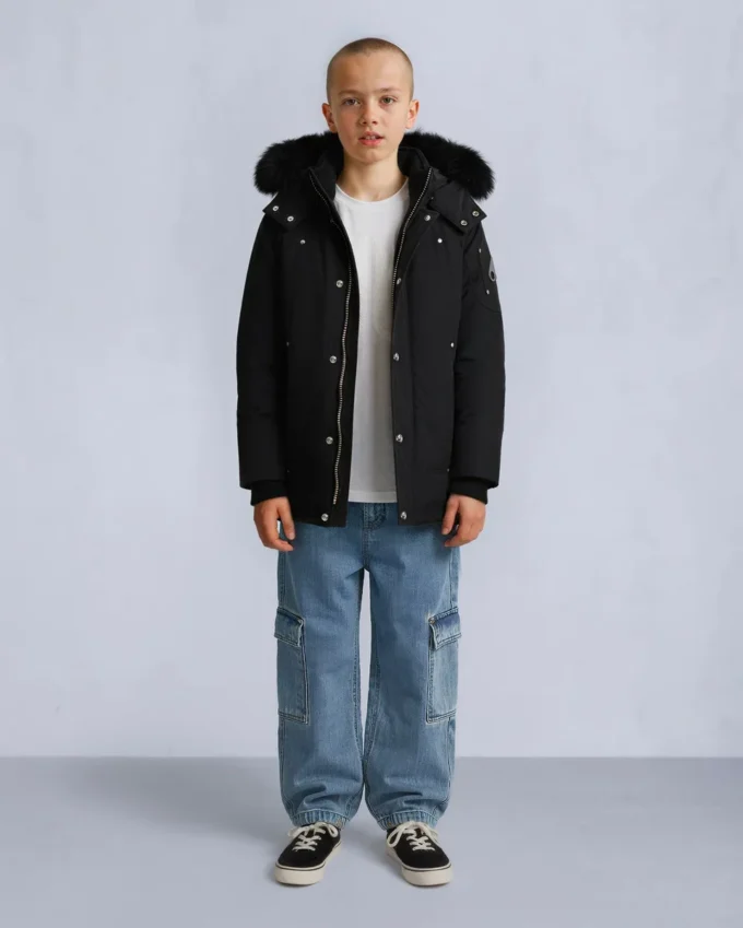 Parka unisex original con ribete de piel de oveja para niños Parka unisex original con ribete de piel de oveja para niños